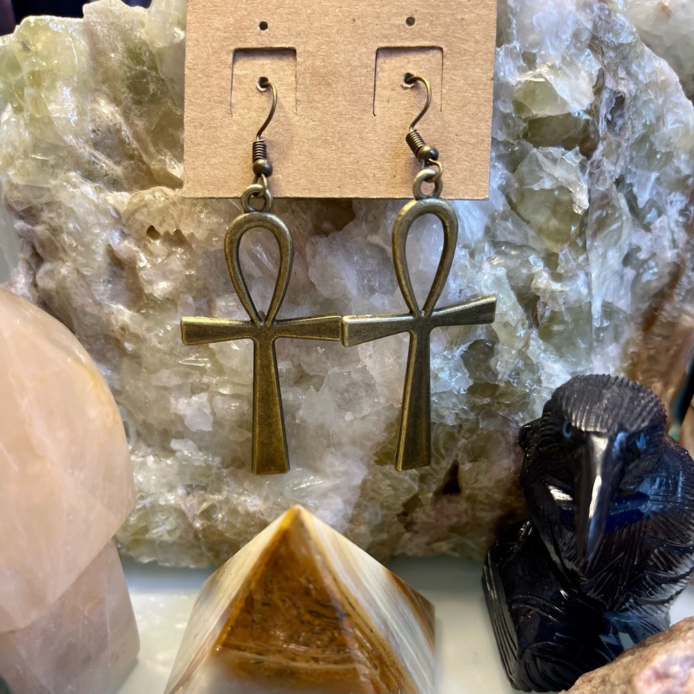 Bronze Ankh Earrings